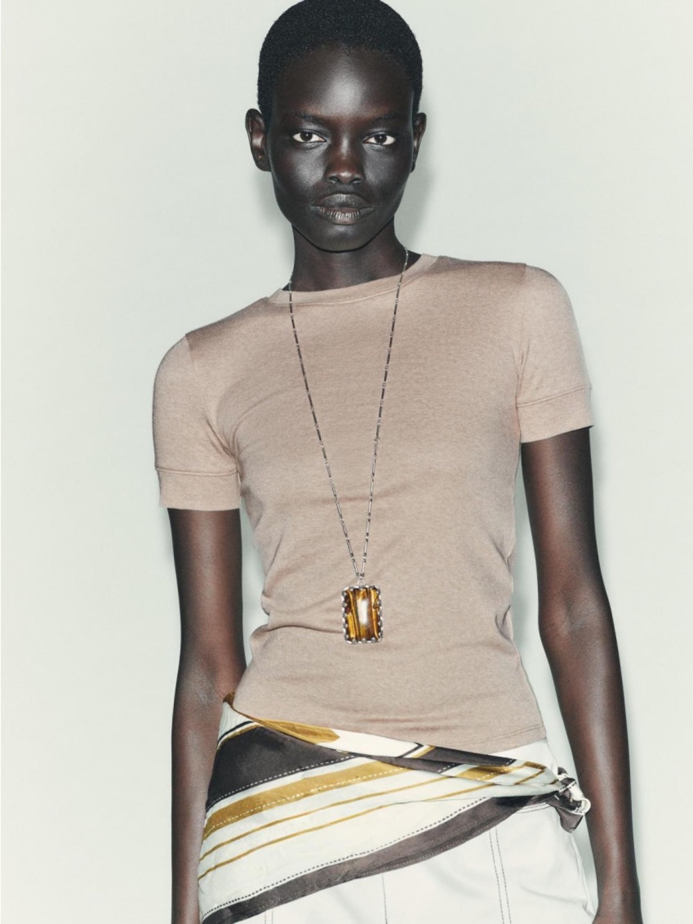 Zara minimal short sleeve t-shirts 2335/637/720 BEIGE MARL